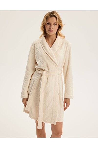 ESOTIQ Women's Fleece House Robe Dressing Gown Textured Design Warm & Cozy | Coco