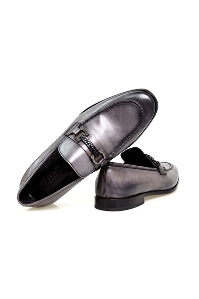 FRANCO CALVANI Gray Color Laceless Genuine Leather Men's Shoes