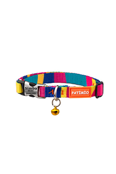 PATİMİO Colours Ayarlanabilir, Metal Kilitli Çıngıraklı Kedi Boyun Tasması,İs...