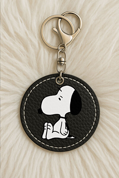 Cekuonline Unisex Erkek/Kadın Deri Anahtarlık Esprili Baskılı Kancalı Siyah R...