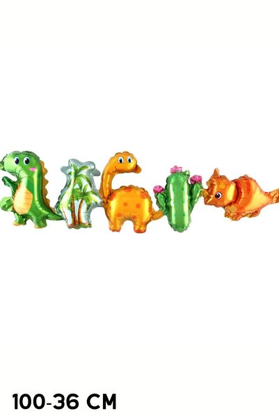 Baloncu Nene Dinozorlar Folyo Set Balon Doğum Günü Helyum Balon Doğum Günü Sü...