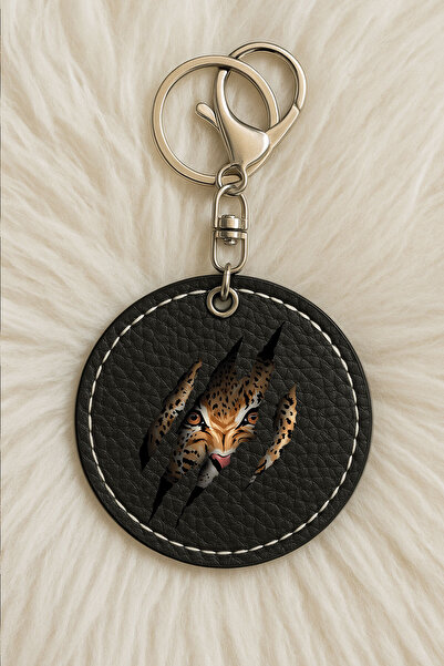 Cekuonline Unisex Men/Women Leather Keychain Humorous Printed with Hook Black...