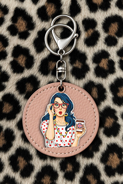 Cekuonline Collectible Leather Keychain with Humorous Print and Hook Powderpi...