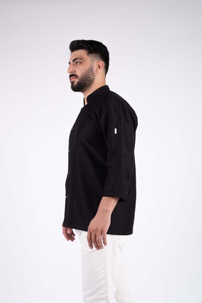 APEX SEKTOREL Erkek Siyah Şef Aşçı Ceket & Üniforması