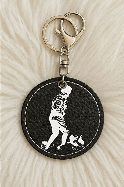 Cekuonline Unisex Men/Women Leather Keychain Humorous Printed with Hook Black...