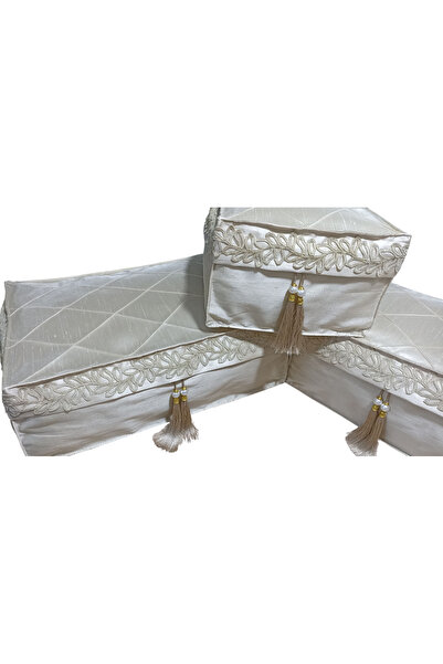 teknotrust Gri Fransız dantelli hurç seti, şık ve zarif saklama çözümleri