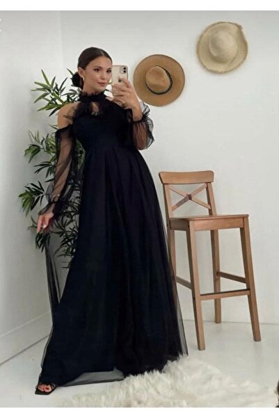 BK BOUTİQUE Tül Uzun Abiye Elbise