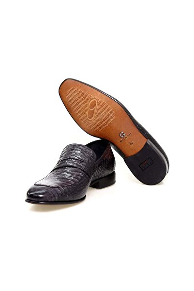 FRANCO CALVANI Gray Color Laceless Genuine Leather Men's Shoes