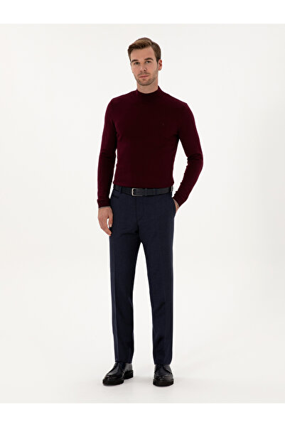 Cacharel Bordo Slim Fit Pamuk Karışımlı Yarım Balıkçı Yaka Triko Kazak 50318677-VR014