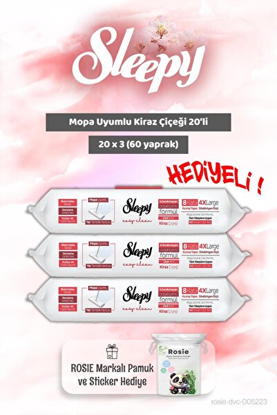 Sleepy 3 adet Mopa Uyumlu Kiraz Çiçeği 20'li ve Rosie Bebek pamuğu