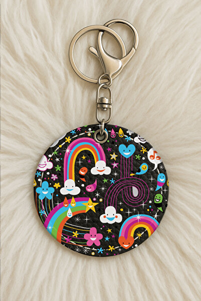 Cekuonline Unisex Men/Women Leather Keychain Humorous Printed with Hook Black...