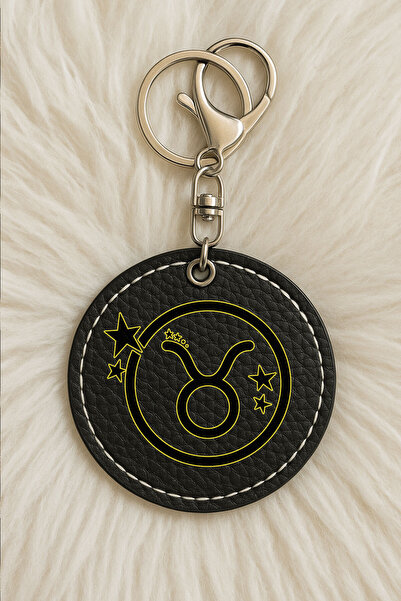 Cekuonline Unisex Men/Women Leather Keychain Humorous Printed with Hook Black...