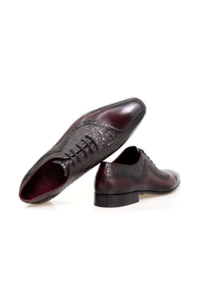 FRANCO CALVANI Bordo Color Lace-Up Genuine Leather Men's Shoes