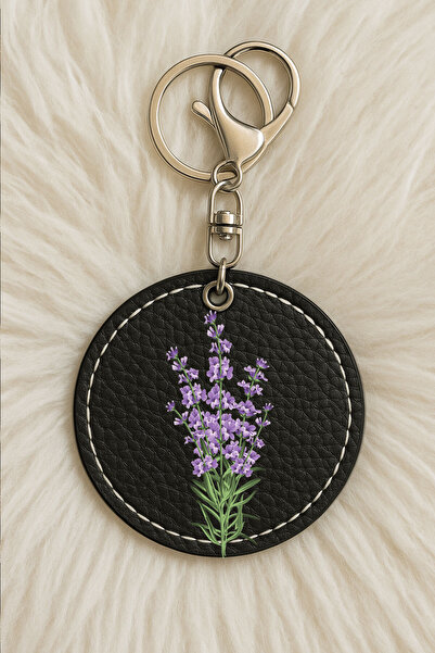 Cekuonline سلسلة مفاتيح جلدية للجنسين للرجال/النساء مطبوعة بطباعة مزحةية مع خطاف لون أسود: لافندر