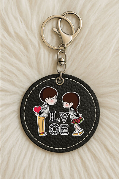 Cekuonline سلسلة مفاتيح جلدية للجنسين للرجال/النساء مطبوعة بطباعة مرحة باللون...