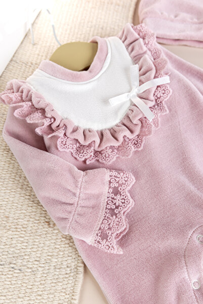 Babymod Laced Cotton Winter Velvet Baby Girl Romper Set