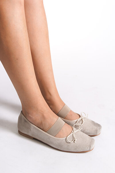 Riccon Women's Ballet Flats 00124001 Beige Suede