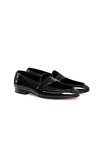 FRANCO CALVANI Black Color Laceless Genuine Leather Men's Shoes