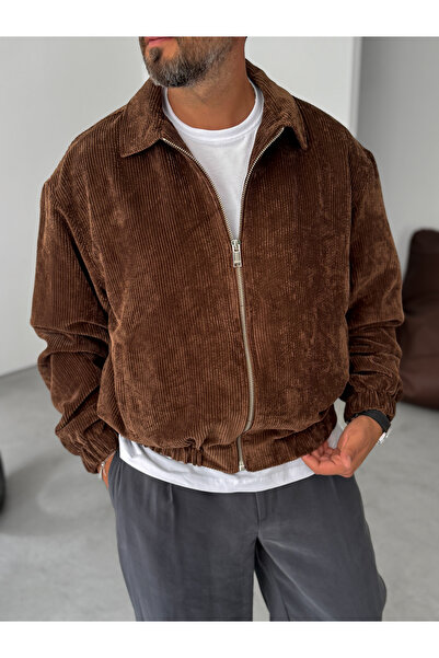 BYBASICMAN Brown Seasonal Velvet Bomber Jacket Tw-7011