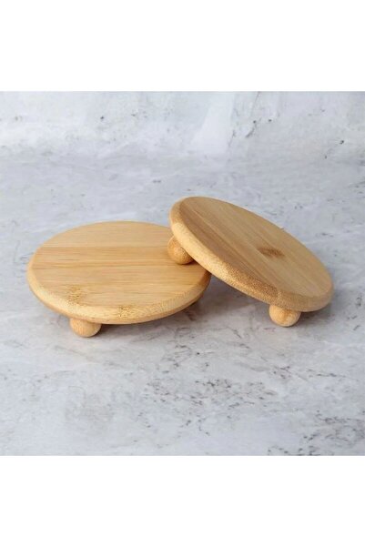 Coşev BAMBU MİSKET AYAKLI YUVARLAK MİNİK YAĞDANLIK VE BARDAK ALTI