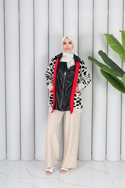 LUCKY COLLECTİON Oversize Off-Shoulder Women's Knit Cardigan Jacket with Pockets