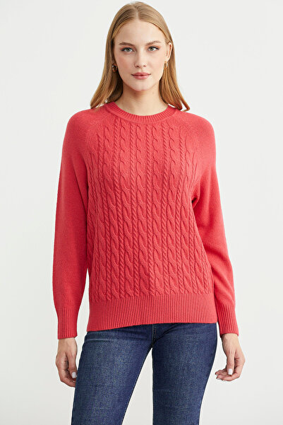 Sementa Patterned Crew Neck Sweater - Rose