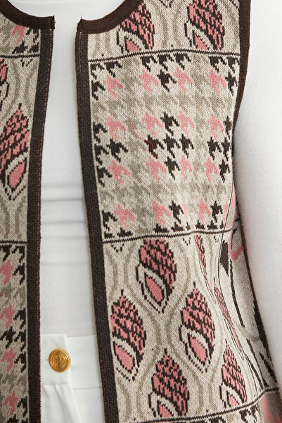 Sementa Patterned Bohemian Wool Knit Vest - Mink