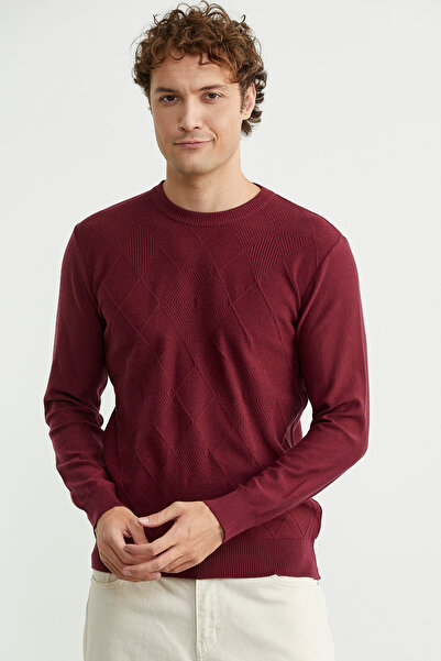 Sementa Baklava Motif Detailed Knitwear Sweater - Claret Red