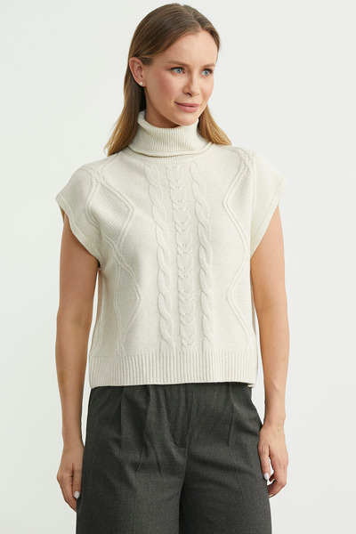 Sementa Full Fisherman Crop Knit Sweater - Bone