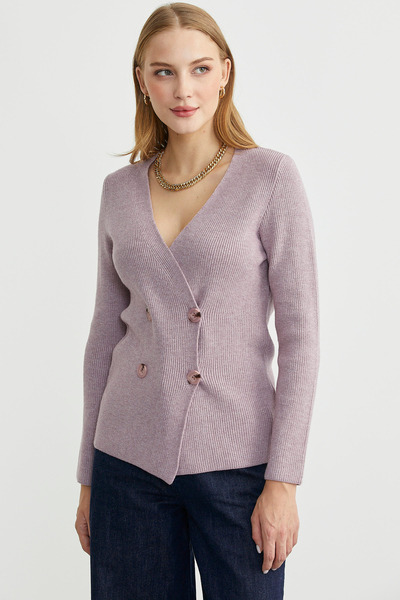 Sementa Masculine Double-Breasted Knitwear Jacket - Rose