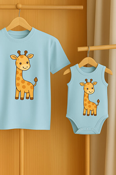 SVART WEAR Anne Bebek Çocuk Kombin Pamuklu Oversize Tshirt Tişört+Pamuklu Çıt...