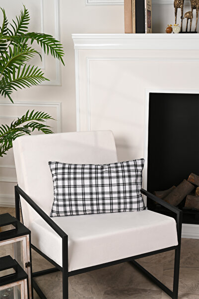 decofav Husa de perna din catifea cu model carouri 55x35cm