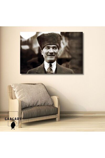 GAAGART Tekli Yatay Kanvas Duvar Tablosu Gülen Atatürk
