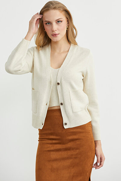 Sementa Knitwear Cardigan Crop Two-Piece Set - Stone