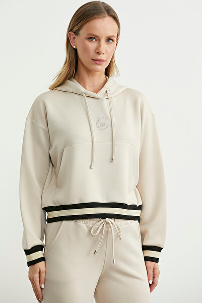 Sementa Kapüşonlu Rahat Kalıp Scuba Eşofman Takım - Bej