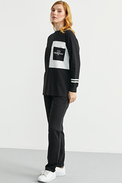 Sementa Oversize Piece Detailed Tunic Tracksuit Set - Black