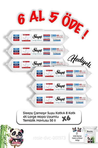 Sleepy Çamaşır Suyu Katkılı 8 Katlı 4X Large Mopa Uyumlu Temizlik Havlusu 50 ...