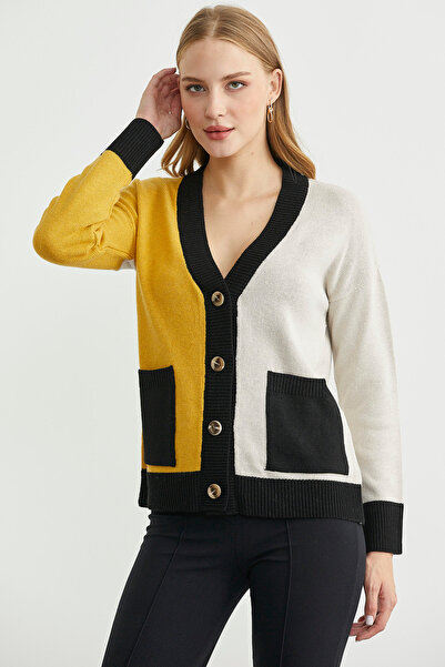 Sementa Color Gradient Oversize Wool Knit Cardigan - Stone