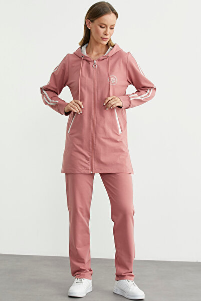 Sementa Σετ αθλητικής φόρμας με κουκούλα και φερμουάρ - Dusty Rose
