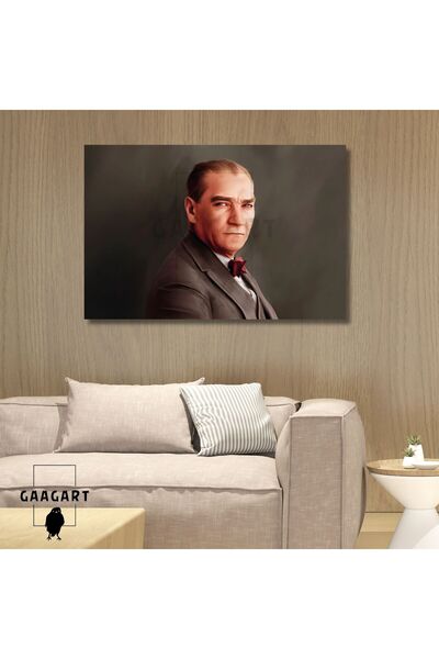 GAAGART Tekli Yatay Kanvas Duvar Tablosu Papyonlu Yan Atatürk
