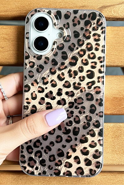 EDELFU iPhone 16 PLUS Aurora Leopar Tasarımlı Parlak Yanları Yumuşak Koruyucu...