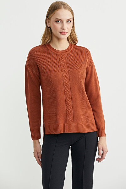 Sementa Patterned Long Back Knit Sweater - Tile