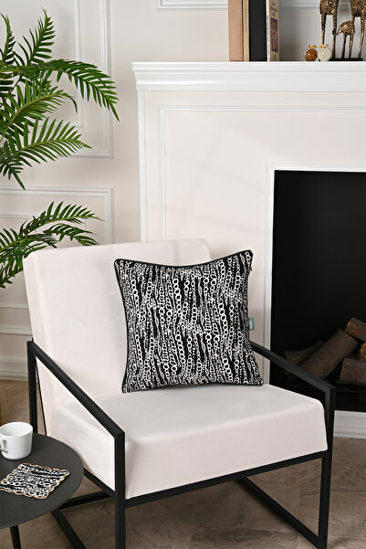 decofav Husă pentru pernă din catifea din piele cu model abstract de lanțuri ...