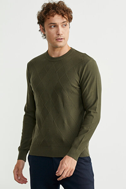 Sementa Baklava Motif Detailed Knitwear Sweater - Khaki