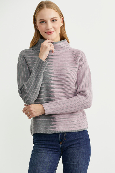 Sementa Pulover tricotat cu guler înalt - gri închis