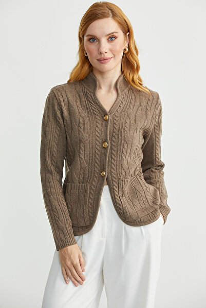 Sementa سترة صوفية من هاكم ياكا مع جيوب - بني حليبي