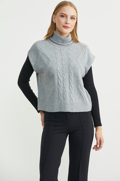 Sementa Full Fisherman Crop Knit Sweater - Gray