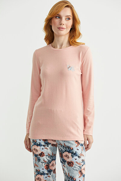 Sementa Yumoş Textured Pattern Combination Pajama Set - Salmon