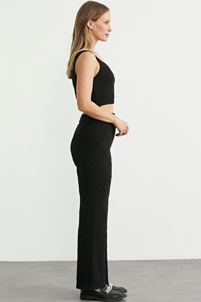 Sementa Cotton Crop Pants Knitwear Set - Black