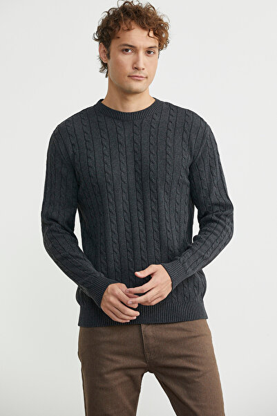 Sementa Πλεκτό πουλόβερ με βαμβακερή πλεκτομηχανή - Ανθρακί